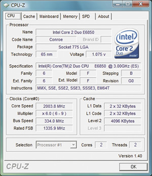 最新CPU、Core 2 Duo E6850を搭載